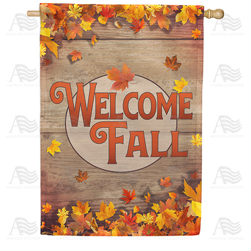 America Forever Welcome Fall Wood Panel House Flag