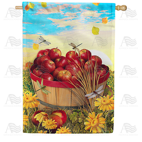 America Forever Apples And Dragonflies House Flag