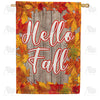 America Forever Hello Fall Leaf Border House Flag