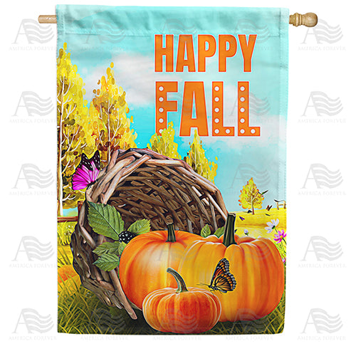America Forever Fall Wicker Basket House Flag