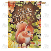 America Forever Hello Autumn Squirrel House Flag