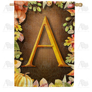 America Forever Pumpkins & Leaves Monogram House Flag