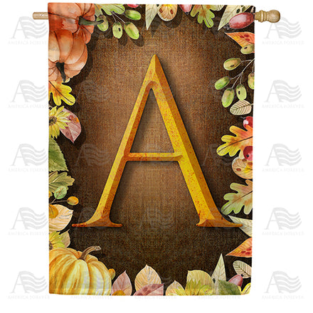 America Forever Pumpkins & Leaves Monogram House Flag