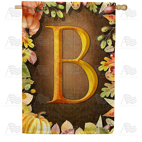 America Forever Pumpkins & Leaves Monogram House Flag