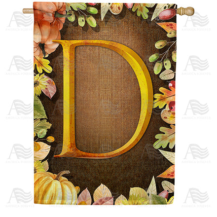 America Forever Pumpkins & Leaves Monogram House Flag