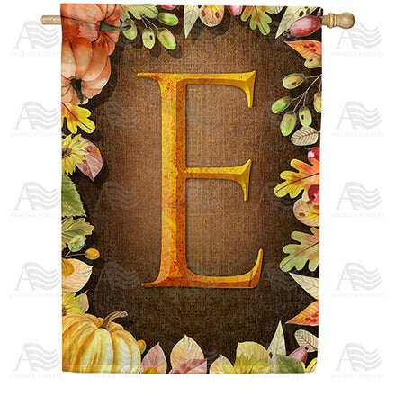 America Forever Pumpkins & Leaves Monogram House Flag