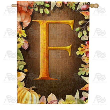 America Forever Pumpkins & Leaves Monogram House Flag