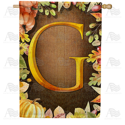 America Forever Pumpkins & Leaves Monogram House Flag