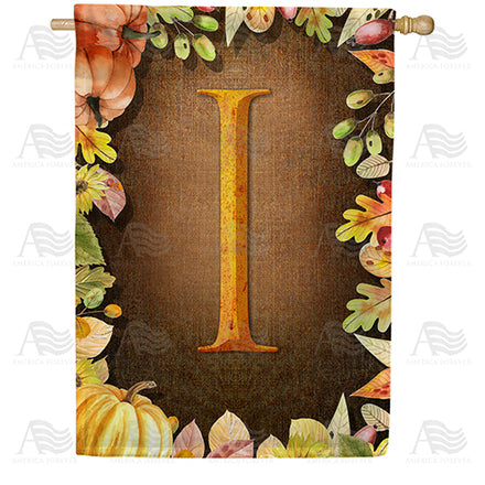 America Forever Pumpkins & Leaves Monogram House Flag