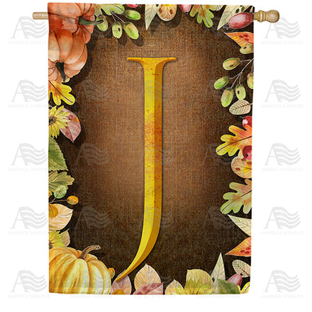 America Forever Pumpkins & Leaves Monogram House Flag