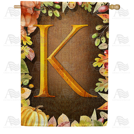 America Forever Pumpkins & Leaves Monogram House Flag