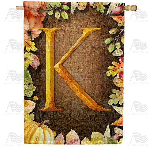 America Forever Pumpkins & Leaves Monogram House Flag