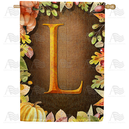 America Forever Pumpkins & Leaves Monogram House Flag