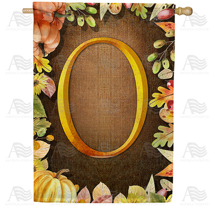 America Forever Pumpkins & Leaves Monogram House Flag