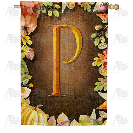 America Forever Pumpkins & Leaves Monogram House Flag