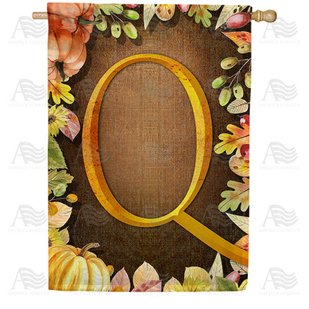 America Forever Pumpkins & Leaves Monogram House Flag