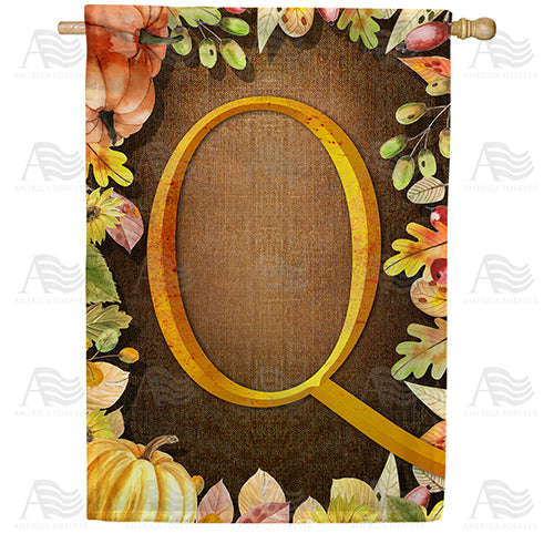 America Forever Pumpkins & Leaves Monogram House Flag