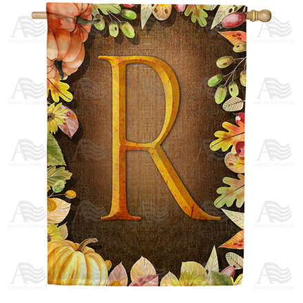 America Forever Pumpkins & Leaves Monogram House Flag