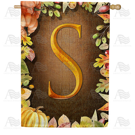 America Forever Pumpkins & Leaves Monogram House Flag