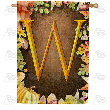 America Forever Pumpkins & Leaves Monogram House Flag