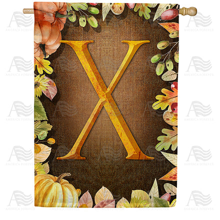 America Forever Pumpkins & Leaves Monogram House Flag