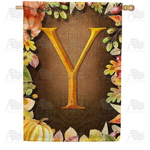 America Forever Pumpkins & Leaves Monogram House Flag