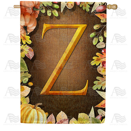 America Forever Pumpkins & Leaves Monogram House Flag