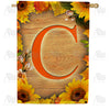 America Forever Autumn Sunflowers Monogram House Flag