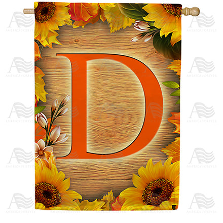 America Forever Autumn Sunflowers Monogram House Flag