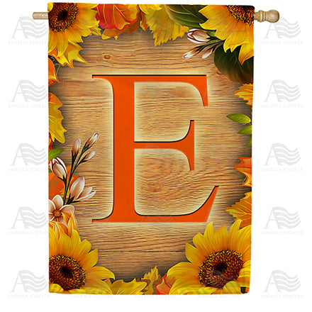 America Forever Autumn Sunflowers Monogram House Flag