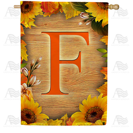 America Forever Autumn Sunflowers Monogram House Flag
