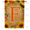 America Forever Autumn Sunflowers Monogram House Flag