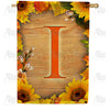 America Forever Autumn Sunflowers Monogram House Flag