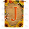 America Forever Autumn Sunflowers Monogram House Flag