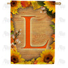 America Forever Autumn Sunflowers Monogram House Flag