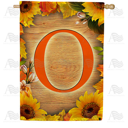 America Forever Autumn Sunflowers Monogram House Flag