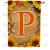 America Forever Autumn Sunflowers Monogram House Flag