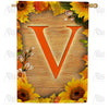 America Forever Autumn Sunflowers Monogram House Flag