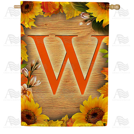 America Forever Autumn Sunflowers Monogram House Flag