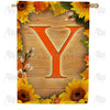 America Forever Autumn Sunflowers Monogram House Flag