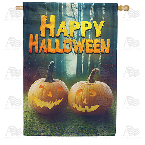 America Forever Pumpkins In Woods House Flag