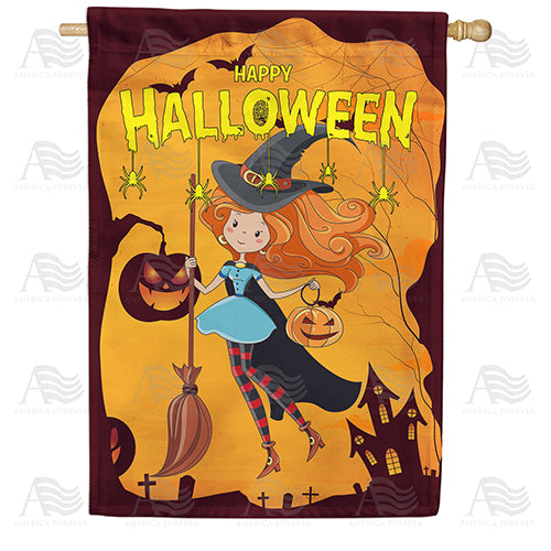 America Forever Frannie The Friendly Witch House Flag