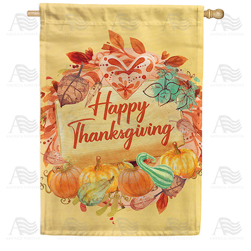 America Forever Thanksgiving Love & Gourds House Flag