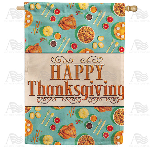 America Forever Thanksgiving Foods House Flag