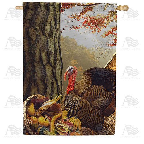 America Forever Turkey With Cornucopia House Flag
