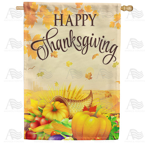 America Forever Sunny Thanksgiving Greeting House Flag