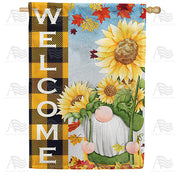 America Forever Gnome Picking Sunflowers House Flag