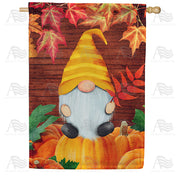 America Forever Gnome Sitting On Pumpkin House Flag