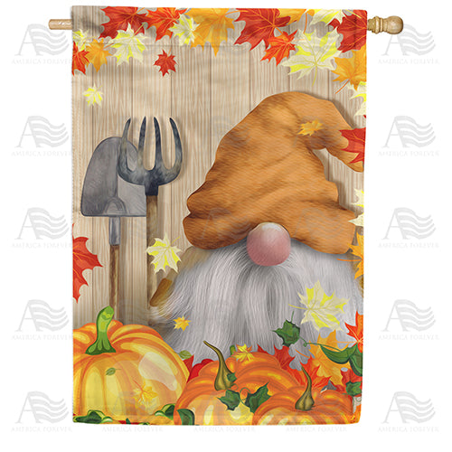 America Forever Gnome's Pumpkin Harvest House Flag