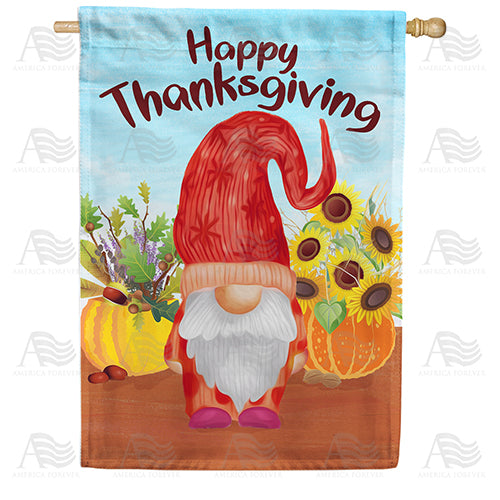 America Forever Happy Thanksgiving Gnome House Flag